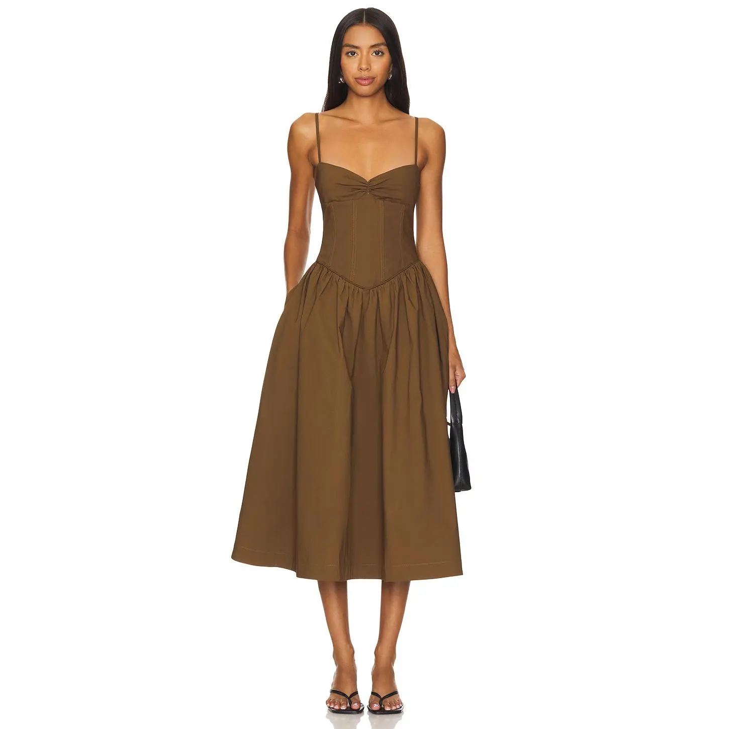 Camila Coelho Moroccan Midi Dress in Dark Brown