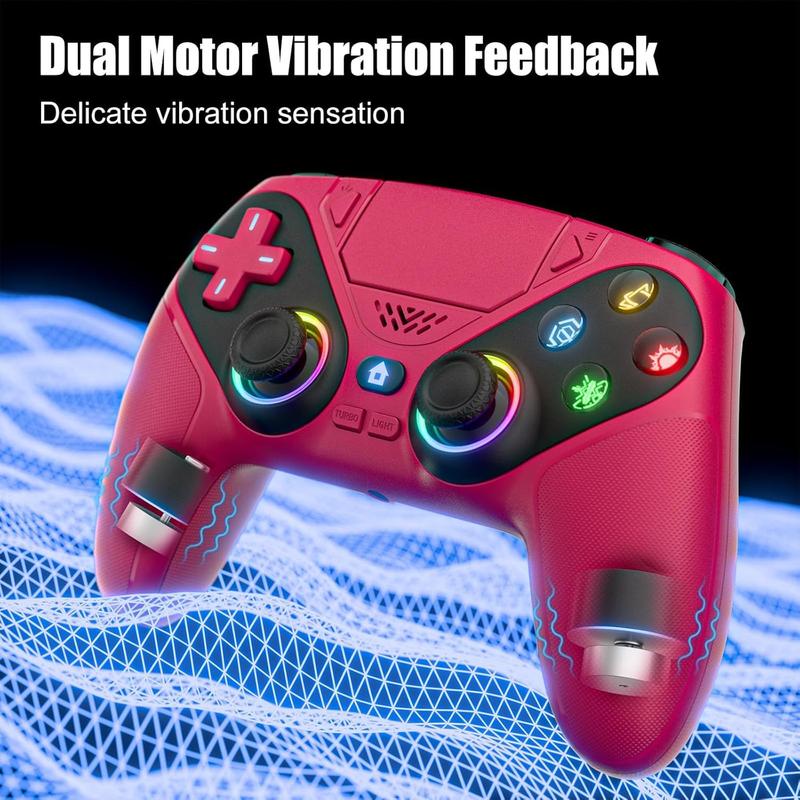 RGB Wireless Controller Mult-platform Compatible, Dual Vibration, Turbo, Programmable Buttons