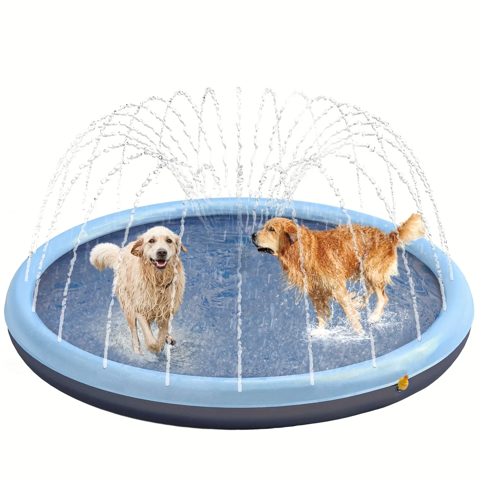 Peteast Outdoor Dog & Kid Splash Pad - Anti-Slip Thick Sprinkler Pool Play Mat with Adjustable Water Height, 4 Sizes for Chihuahua to Rottweiler, Summer Backyard Fountain Toy