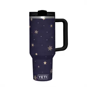 YETI Rambler 40 oz Tumbler with Handle and Straw Lid, Travel Mug Water Tumbler, Vacuum Insulated Cup with Handle, Stainless Steel, Full color