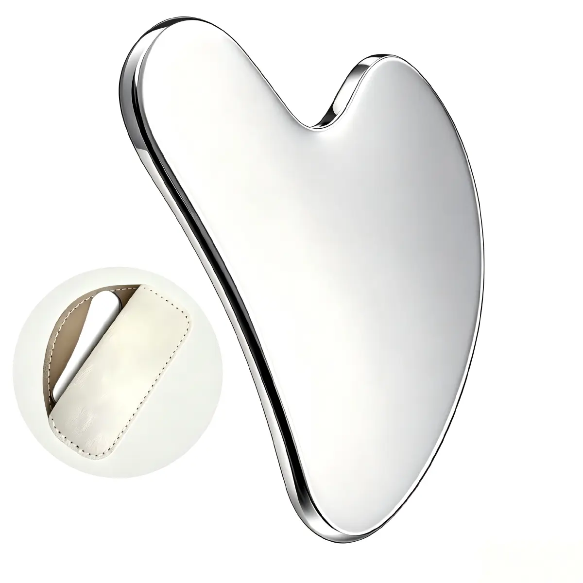 304 Stainless Steel Gua Sha Tool - Professional Cooling Effect Skincare Tool for Adults, Lifts Puffiness, Enhances Facial Contours, Face & Body Use, with Leather Storage Bag, 9x2x7cm Cooli Facial Massager Birthday gifts, holiday gifts, 9X2x7cm Size