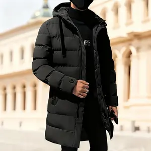 Men's Thick Winter Jacket - Mid-Length Casual Solid Color Coat with Hood and Zipper Front, No Stretch Fabric Suitable for Cold Weather, Outdoor and Everyday Wear - Fashionable Warm Jacket, Polyester Fiber Insulation Menswear Stylish wes jacket winter coa