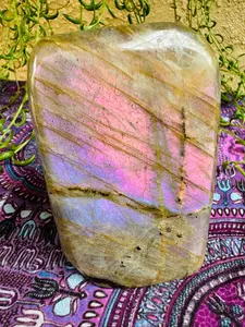 Labradorite Freeform | Purple Pink Flash | Large | Polished | Natural Crystal Decor | Healing | Gift
