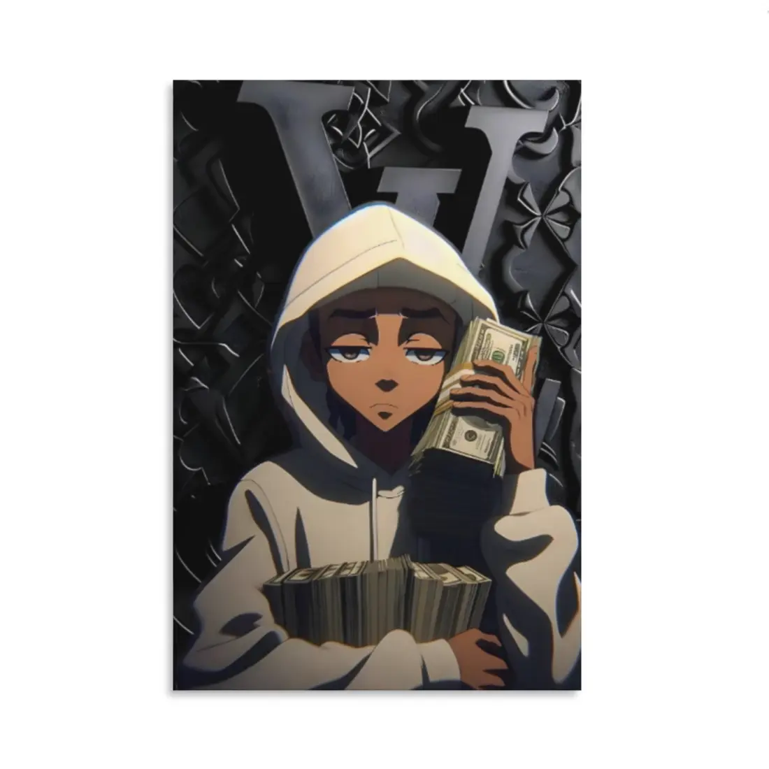 Riley Freeman Get Money Artistic Canvas Print - Boondocks Inspired Cartoon Characters Wall Decor, Man Cave Home Room Decoration