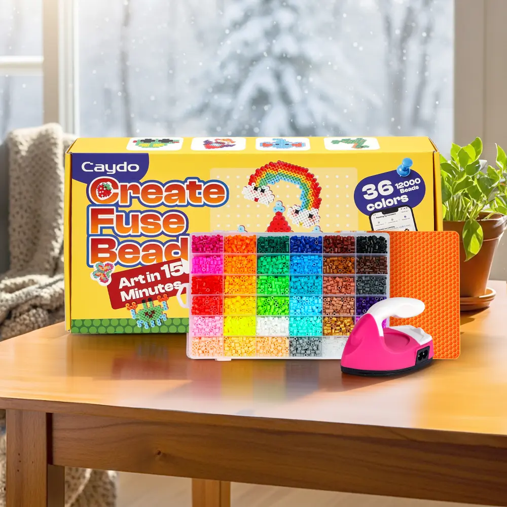 Caydo Fuse Beads Kit with 200+ Patterns in Smart Design App for Kids & Beginners Child-Safe Materials Vibrant Colors Complete Starter Kit Animals