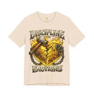 Discipline Over Emotions Premium Graphic T-Shirt (Gold Heart)