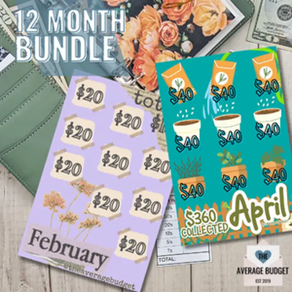 12 Month Themed Savings Challenge Cards