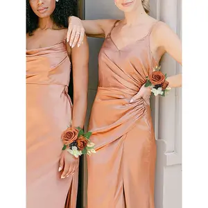 Rinlong Burnt Orange Wrist Corsage Wedding Flower