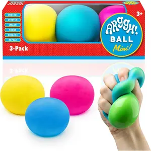Arggh Mini Stress Balls for Adults and Kids - 3pk Squishy Stress Balls, Color Changing Resistance Fidget Toys, Sensory Stress Relief Squeeze Toys Squishy Toy (Yellow, Pink, Blue)