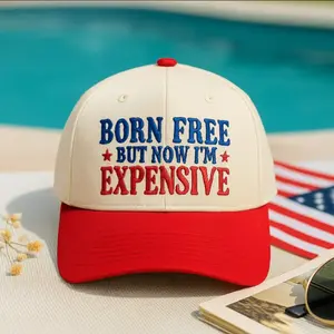 Embroidered Hat Born Free But Now I'm Expensive Funny Snapback Baseball Cap Humor Gif