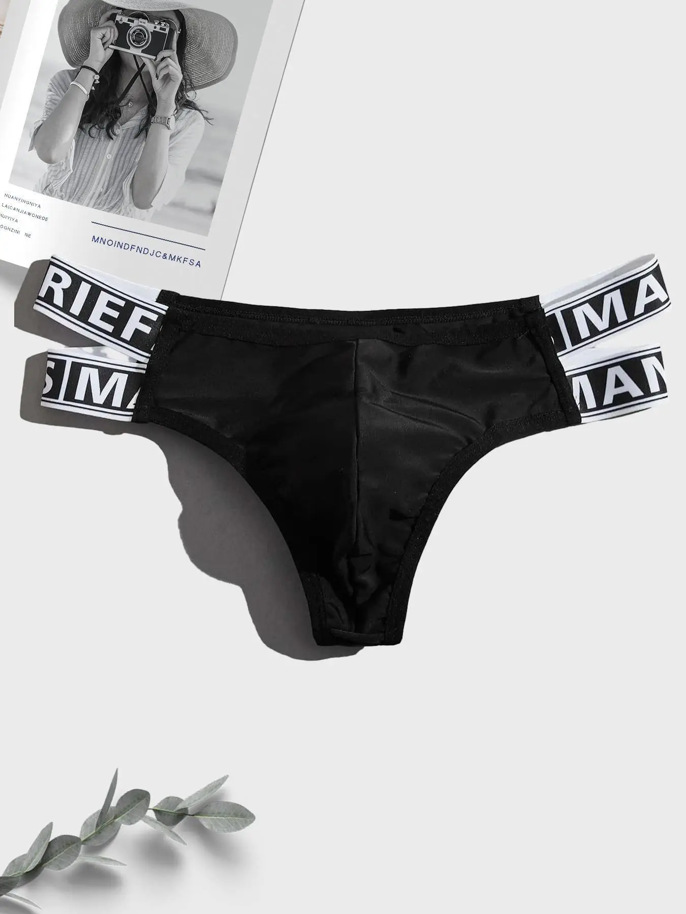 Men's Sexy Letter Tape Thong, Casual Comfy Breathable Plain Underwear, 2024 Spring Fashion, Soft Comfort Men's Underwear for All Seasons, Gift Idea fo