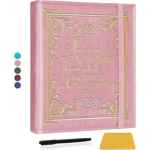Photo Album for 3x5 4x6 5x7 Pictures DIY Memory Leather Cover Album Bestie BFF Soul Sisters Gifts Pink Photo Album Book
