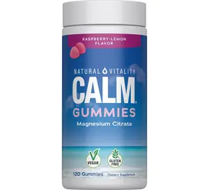 Natural Vitality Calm, Magnesium Citrate Supplement, Stress Relief Gummies, Supports a Healthy Response to Stress, Gluten Free, Vegan, Raspberry Lemon, 120 Gummies