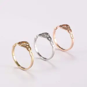 Hollow Symmetrical Irish Knot Ring Golden/Silver/Rose Golden Ring Stainless Steel Men's and Women's Daily Wear Gift
