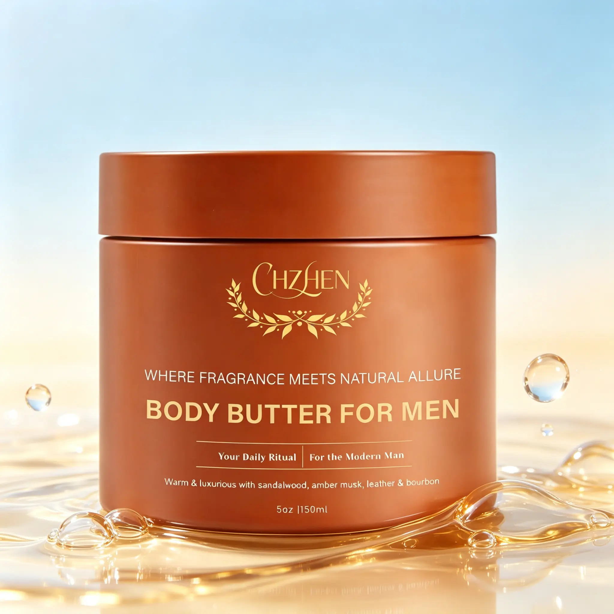 Men's 150ml Body Butter - Daily Fresh Blue Scent Moisturizing Cream, Nourishing Skin Care for Smooth Soft Skin, Grooming Essential