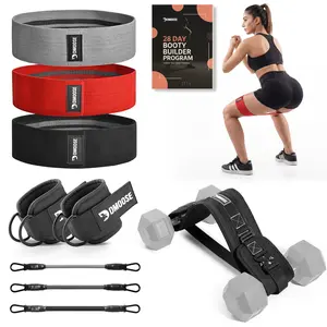 Booty Building Bundle for Women , Hip Thrust Belt + 3 Booty Bands + Ankle Straps + Free 28-Day Workout Plan , Home & Gym Glute Trainer Set
