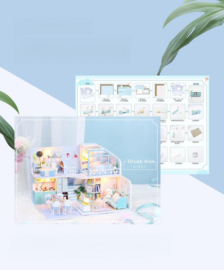 DIY Creative Attic Cottage — "Blue Serenity": A 3D Assembly Model. This makes for an exquisite birthday or holiday gift, as well as an ideal choice for crafting enthusiasts.