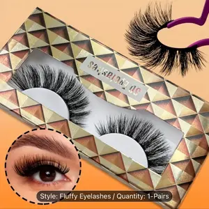 Fluffy Faux Mink False Eyelashes Set - Volume, Wispy, Natural & Dramatic Styles, C Curve, 13-15mm Lengths for Beginners - Ideal for Makeup - Cosmetic
