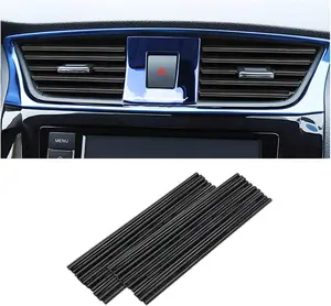 Car Air Conditioner Decoration Strip, Universal Waterproof Bendable PVC Air Vent Outlet Trim Decoration, Suitable for Most Air Vent Outlet, Car Interior Accessories (Black), 20 Pieces