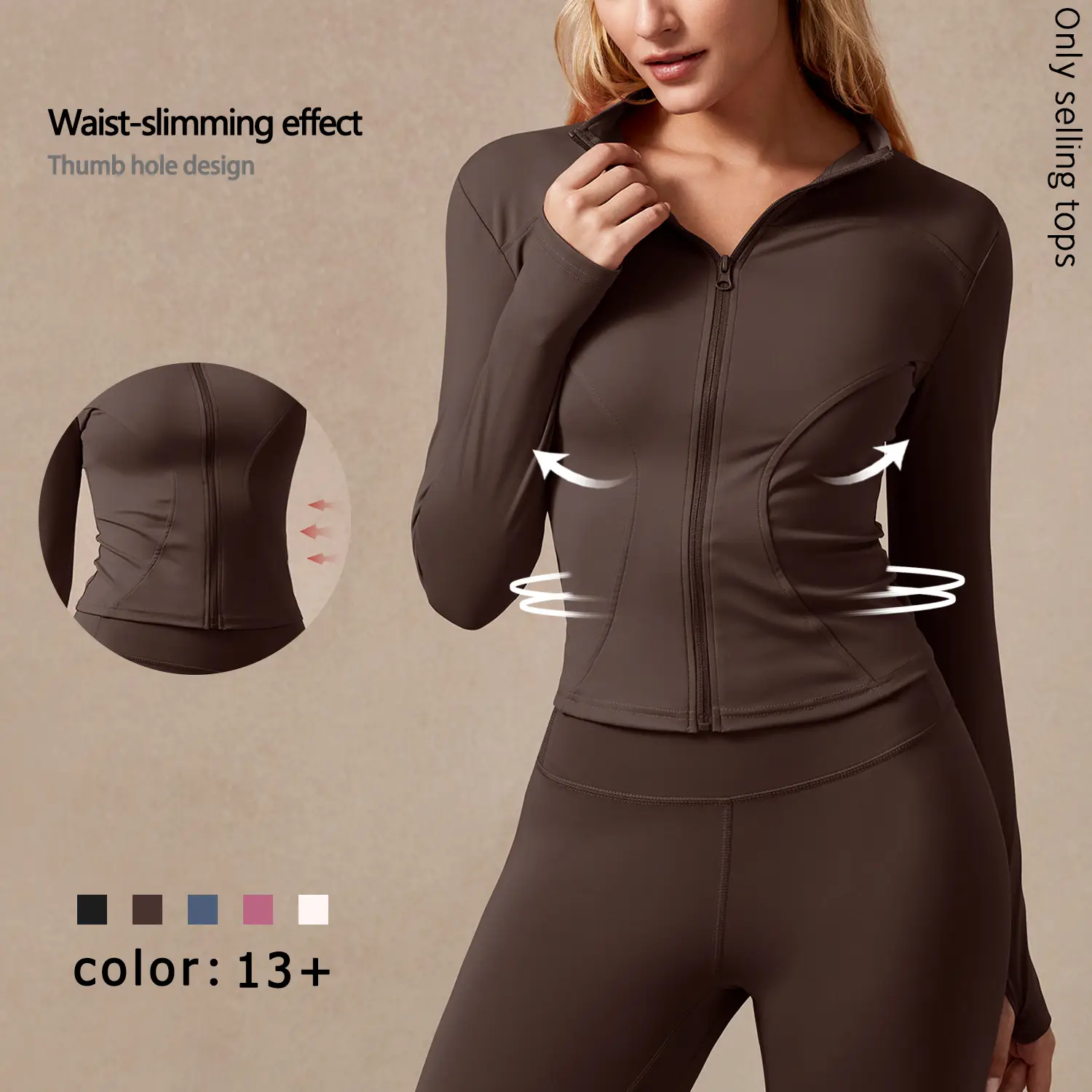 NcmRyu Womens Full Zip Long Sleeved Sports Jacket Slim Fit Quick Dry Stretch Fabric with Thumb Holes for Running Yoga Gym Workout Outfits Activewear