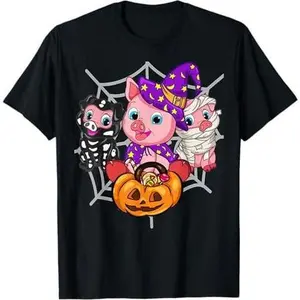 Cute Little Halloween Pigs T-Shirt Funny Trick Or Treat Pig T-Shirt