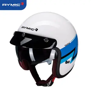 Retro Motorcycle 3/4 glasses Open Face Helmet Vintage Style for Men Women, DOT Approved R895