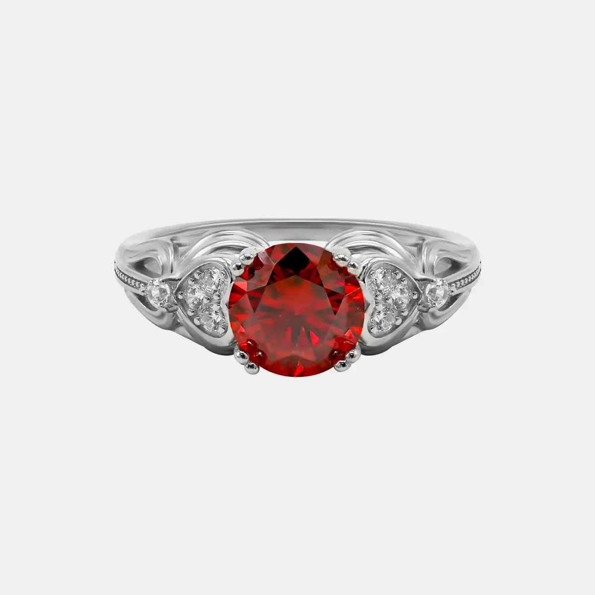 【439】"Heavenly Romance" Heart Bezel Art Deco 2 Carat Synthetic Moissanite Ring - Luxury Wedding/Engagement Gift