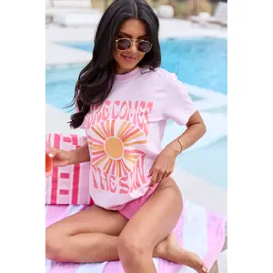Here Comes The Sun Light Pink Graphic Tee