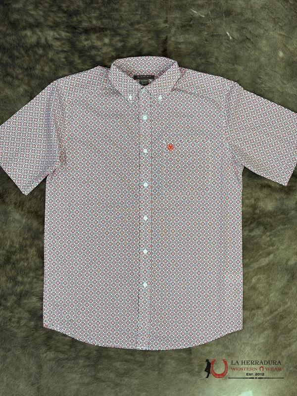 ARIAT MENS Welch Red Short Sleeve With Western Print - 8749