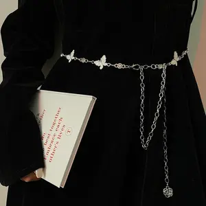 Stylish Butterfly Metal Waist Chain Adjustable Elegant Slim Thin Waistband Casual Matching Dress Waist Chain