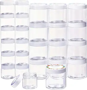 24-Pack Slime Containers Set - 12 Large 6oz and 12 Small 2oz Plastic Storage Jars with Secure Lids and Labels - Perfect for DIY Slime, Glitter, Jewelry Making Supplies, and Foam Beads Organization