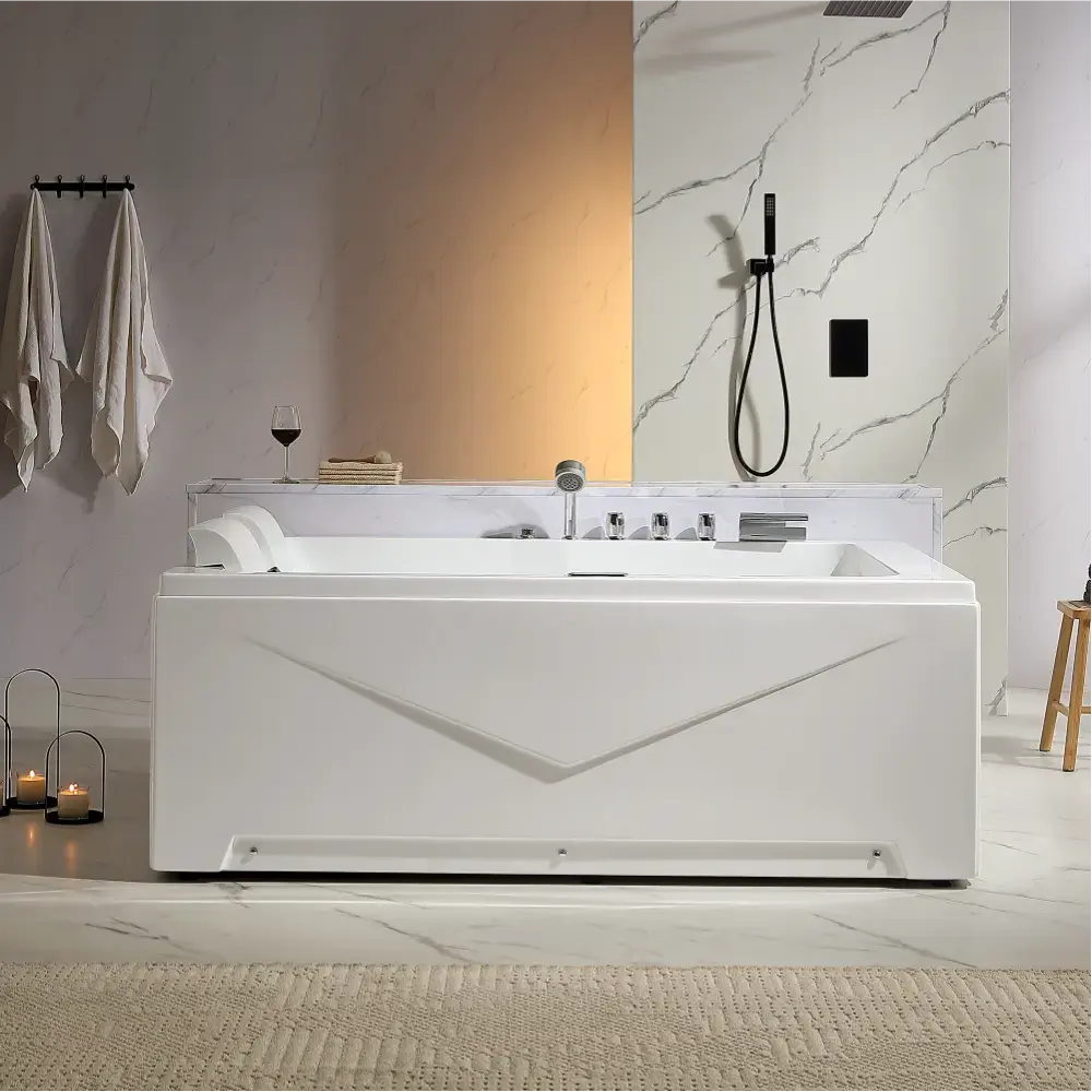 71" Alcove LED Whirlpool Bathtub with Left Drain 71" Alcove LED Whirlpool Bathtub with Left Drain