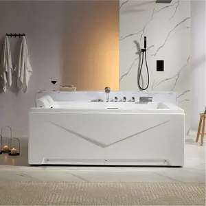 71" Alcove LED Whirlpool Bathtub with Left Drain