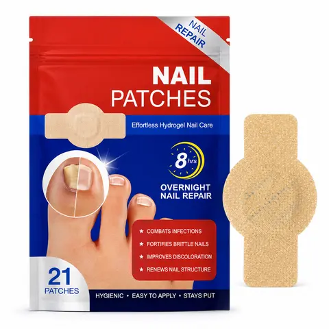 Intensive Hydrogel Nail Repair Patches (21/42/63 Pcs, Multiple Packs) - Soft Nail Treatment, 8-Hour Overnight Wear, Dumbbell-Shape Wrap, Instant Repair, Flawless Care, Fixes Discoloration, Home & Travel Essentials