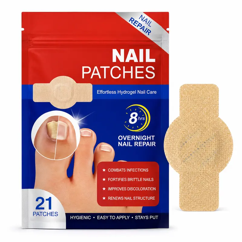 Intensive Hydrogel Nail Repair Patches (21/42/63 Pcs, Multiple Packs) - Soft Nail Treatment, 8-Hour Overnight Wear, Dumbbell-Shape Wrap, Instant Repair, Flawless Care, Fixes Discoloration, Home & Travel Essentials