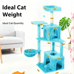 WeCharmer 54-Inch Multi-Level Cat Tree Tower with Leafy Perch Cozy Plush House & Scratching Posts for Climbing and Play Ideal for Cats