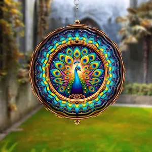 Double-Sided Rotating Peacock Wind Spinner, Miniature Wind Sculptures for Garden Decor, Home Improvement Garden Supplies