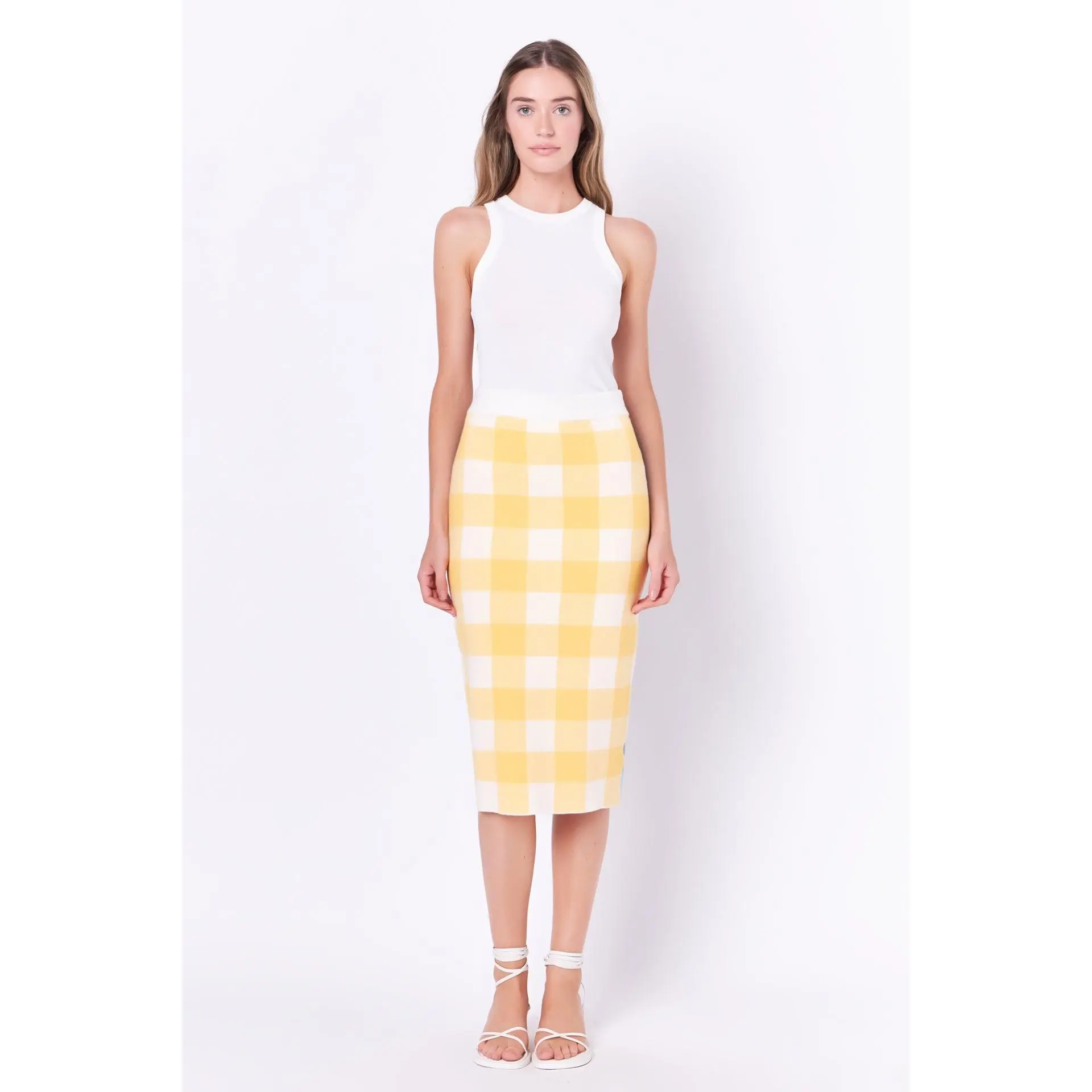 Multi Gingham Pencil Skirt