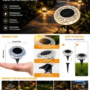 12-Pack Outdoor Solar Underground Lights, Crystal Diamond Texture Buried Lights, Courtyard Garden Lawn Landscape Ambient Lights，needoh，garden lights