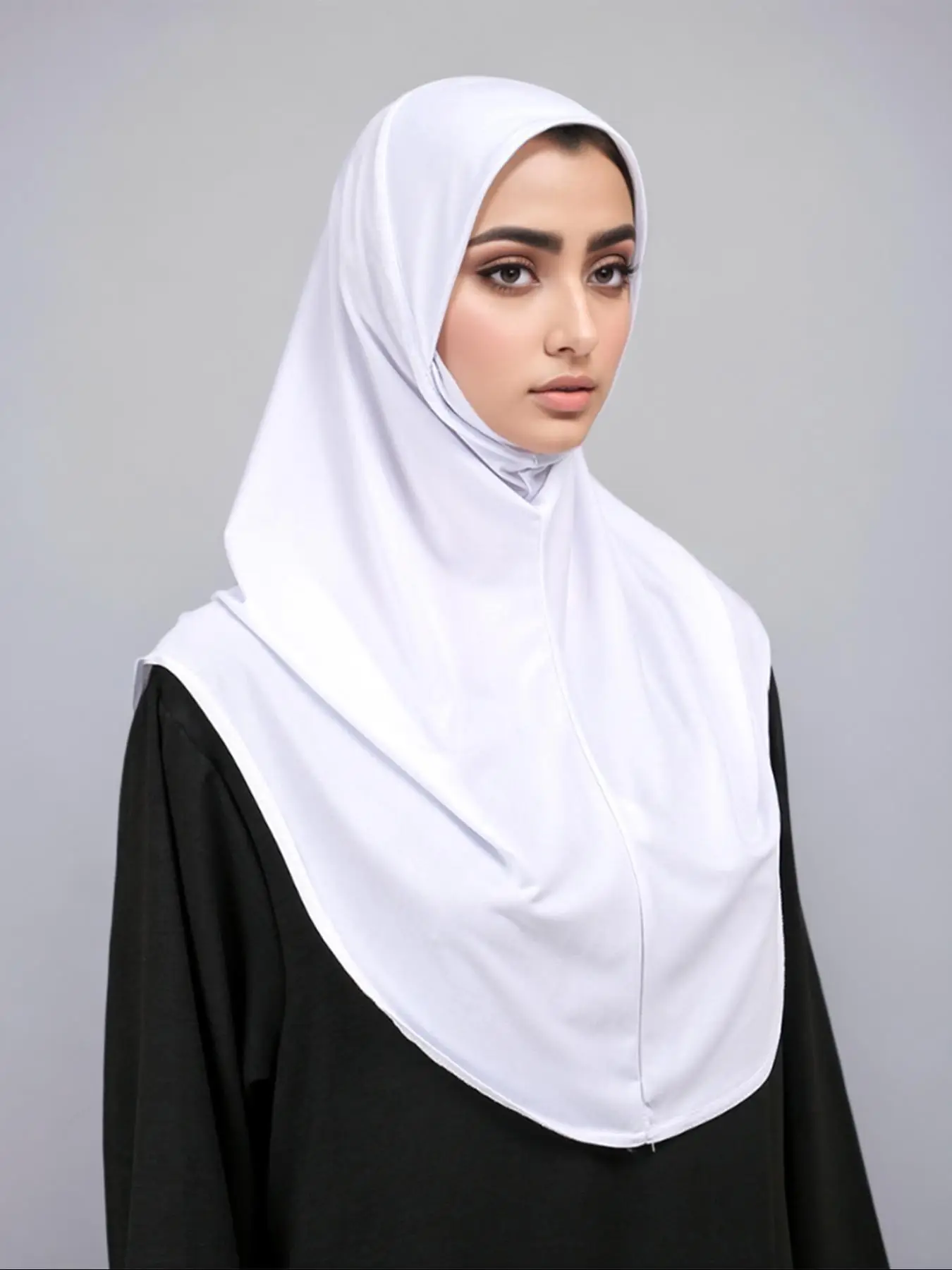 Women's Solid Color Instant Hijab, Casual Breathable Comfortable Hijab for Daily Wear, Women's Islamic Clothing for All Seasons
