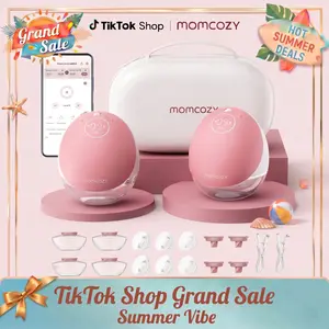 【Mother's Day Gift】Momcozy  Breast Pump Hands Free Upgraded Mobile Flow | M9, App Discreet Control with Personalized Multi-Modes & 15 Levels, Wearable Breast Pump 24mm, 2 Pack Cozy Red