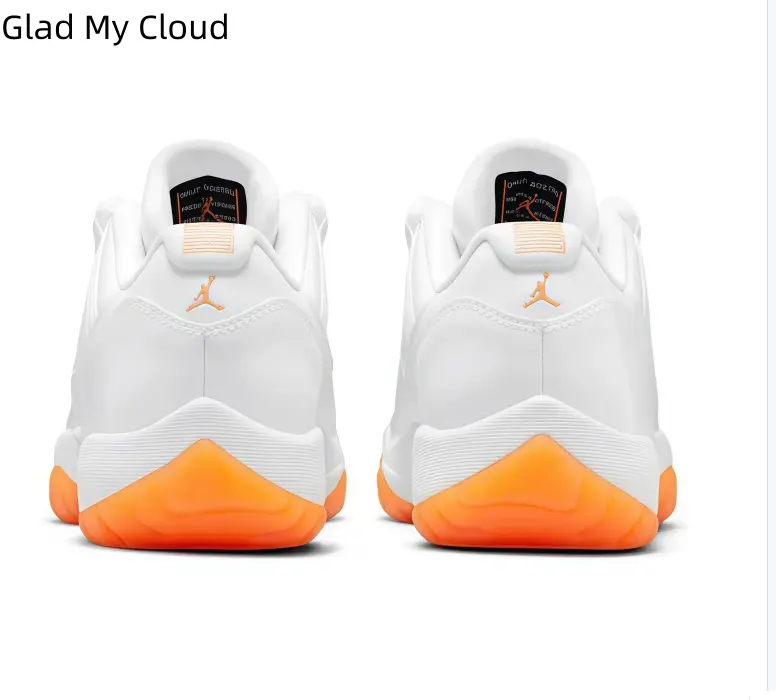 Unisex Cushioned Low Top Sports Sneakers White Orange Breathable Leather Anti Slip Gum Outsole Athletic Footwear Casual Walking Basketball Training Gym Travel Trendy Long-Lasting Street Fashion Daily Workout Trainers