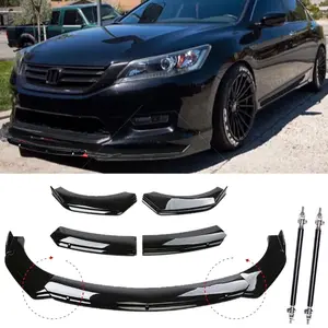 Front Bumper Lower Lip Spoiler Splitter Glossy For Honda Accord 08-10 Strut Rods
