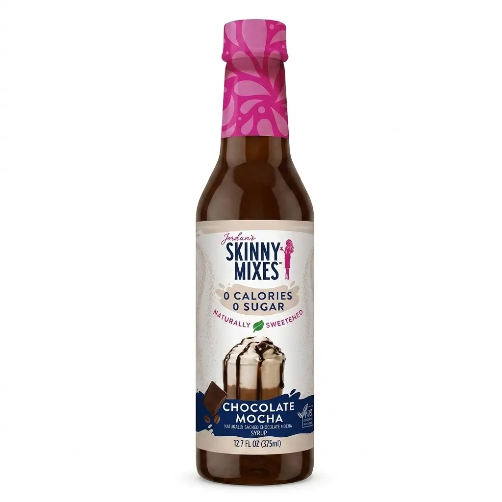 Jordan's Skinny Mixes Naturally Sweetened Chocolate Mocha Syrup, 12.7 fl oz (375 mL) - Coffee, Dessert Flavoring Syrup for Beverages