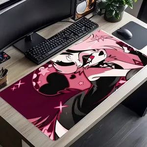 Loona Anime Gaming Mouse Pad - Pink & Black Non-Slip Base, Smooth Surface