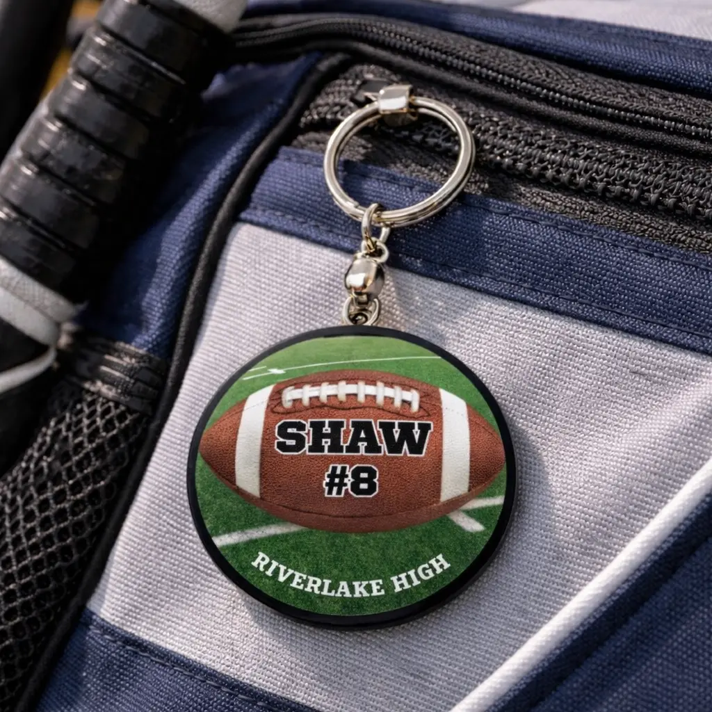 Football Keychain, Custom Personalized Graphic Accessory for Coaches, Football Fashion Item, Customized Gifts for Keychain Obsession Enthusiasts