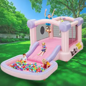 Colorful Bounce House with Ball Pit, Inflatable Bouncy House for Kids All in One Jumping Castle, Wide Slide, Ball Pool, Basketball Hoop, Dart Target, Blower Included for Indoor Outdoor Backyard Party，Christmas Gifts