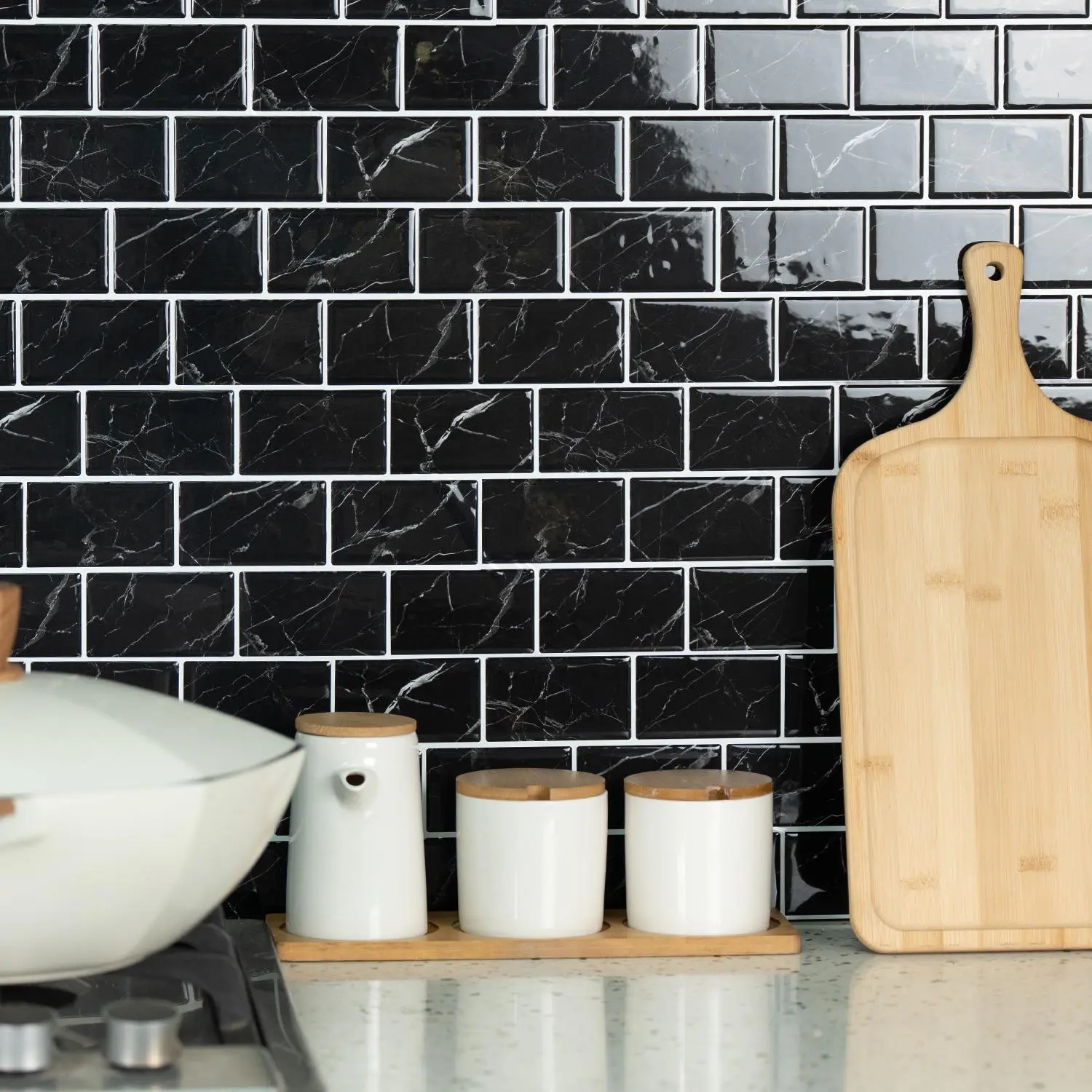 3D Self-adhesive Tile Wall Sticker, Self Stick Wallpaper, Kitchen Wallpaper Peel and Stick, Waterproof & Oil-proof Wall Sticker, Suitable for Living Room, Kitchen, Bathroom, Balcony and Sink