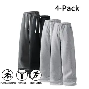 Men’s 4-Pack Straight Leg Sweatpants — Perfect for Any Occasion: Workouts, Errands, Lounging (Optional: available in 4-pack and 2-pack)