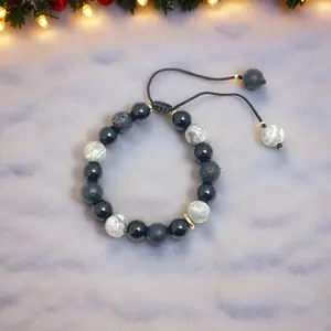Christmas Vintage Couple Volcanic Stone Bracelet Energy Bead for Men & Women, Fashionable Jewelry, Black Friday Deal - Valentine's Day Gift